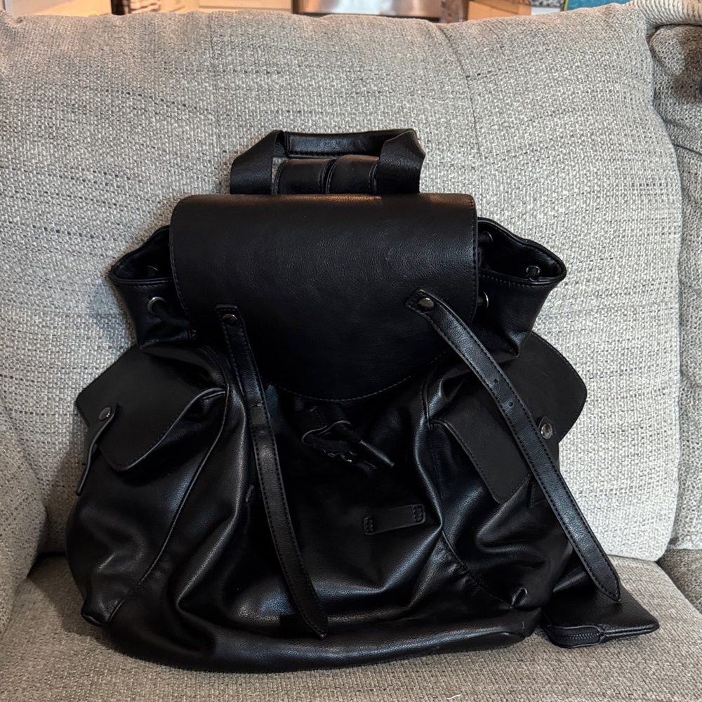 Zara Stylish Black Leather Backpack